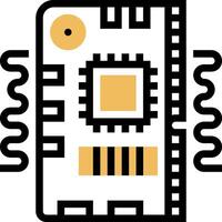 A circuit board with a yellow and black design vector