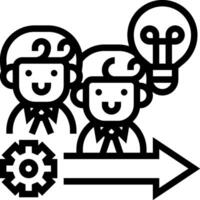Two people with a light bulb and gear vector