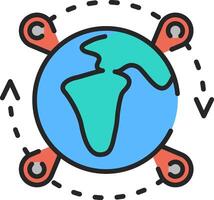 A globe with four arrows around it vector