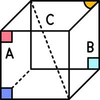 A cube with two sides and a center vector