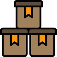 Three boxes with orange ribbons on them vector