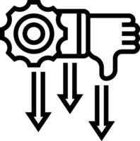 A hand holding a gear and pointing to the left vector