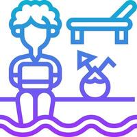 A man sitting on a boat with a laptop and a chair vector