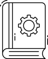 A book with gears on it and a gear icon vector