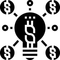 A light bulb with dollar signs around it vector