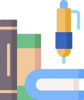 A pen and books are sitting on top of a white background vector