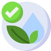 A green leaf and a tick mark are on a white background vector