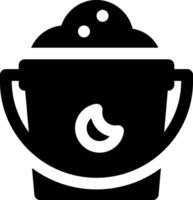 A black and white icon of a bucket with ice cream vector