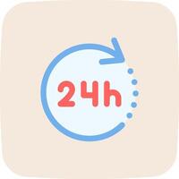 A flat icon with the word 24h in it vector