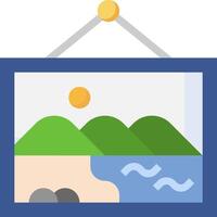 A picture frame with a mountain and a beach vector