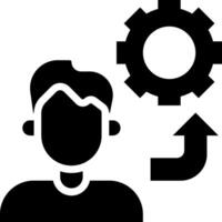 A man with a gear and arrow icon vector