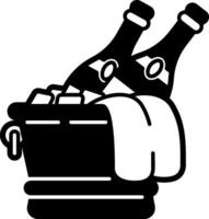 Two bottles of champagne in a bucket with towels vector