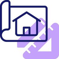 A house icon with a ruler and a house on it vector