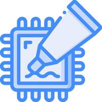 A computer chip with a pen on it vector