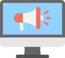 A computer monitor with a megaphone icon on it vector
