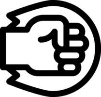 A black and white icon of a fist with a thumb up vector