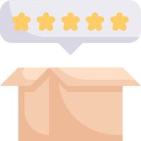 A box with five stars on it and a speech bubble vector