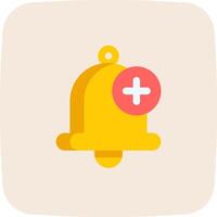 A yellow bell with a plus sign on it vector