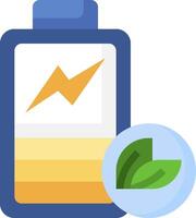 Battery icon with green leaf vector