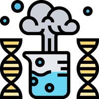 An icon of a lab beaker with two dna strands vector