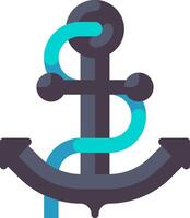 An anchor with a blue and green cord vector