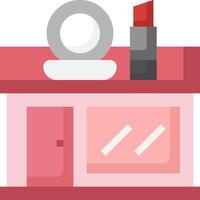 A pink building with a mirror and lipstick vector