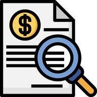 Document with dollar symbol and magnifying glass illustration vector