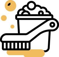 A bucket with a brush and soap in it vector