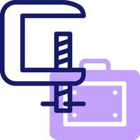 A purple and white icon of a tool and a suitcase vector