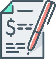 A pen and paper with a dollar sign on it vector