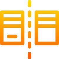 A yellow and orange icon with two books on it vector