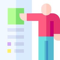 A person is pointing to a document on a white background vector