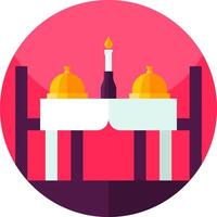 A flat icon of a table with two candles vector