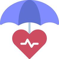 An umbrella with a heart and a heartbeat vector