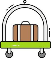 A luggage cart with a suitcase on it vector