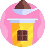 A cup of ice cream with chocolate on top vector