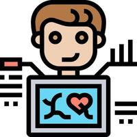 A man with a heart on his computer screen vector