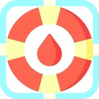 A red and yellow life preserver with a drop of blood vector