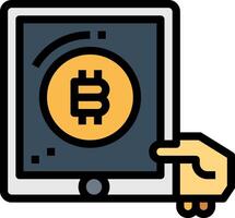 Bitcoin icon on tablet vector