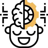 A cartoon head with a brain and gears vector