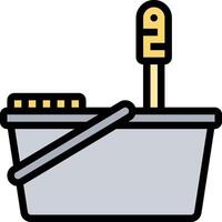 A bucket with a brush and a stick vector