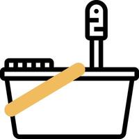 A black and white icon of a toothbrush in a bucket vector
