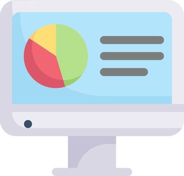 A computer monitor with a pie chart on it vector