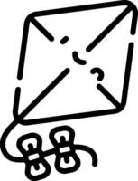 A black and white drawing of a kite with a string vector