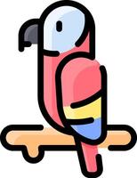 A cartoon parrot sitting on a branch vector