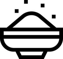 A bowl of rice is shown in black and white vector