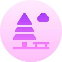 A purple and pink icon with a tree and a bench vector