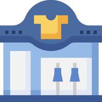A blue building with a yellow t - shirt on the front vector