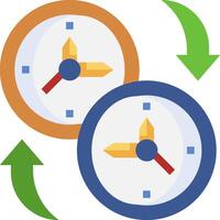 Two clocks are shown with arrows pointing to the right vector