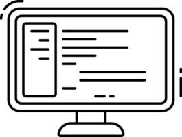 A computer monitor with a line drawing of a computer screen vector